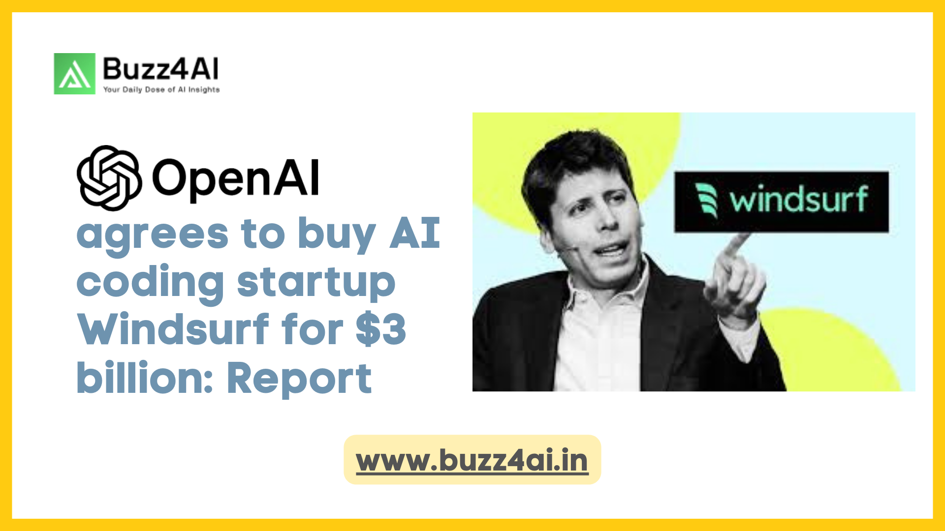 OpenAI agrees to buy AI coding startup Windsurf for $3 billion